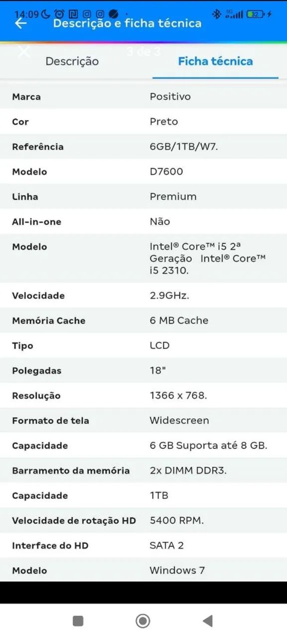 Vende- se CPU Positivo / DDR3 / Windows 7 HD 500Gb 4 de Ram - Foto 3