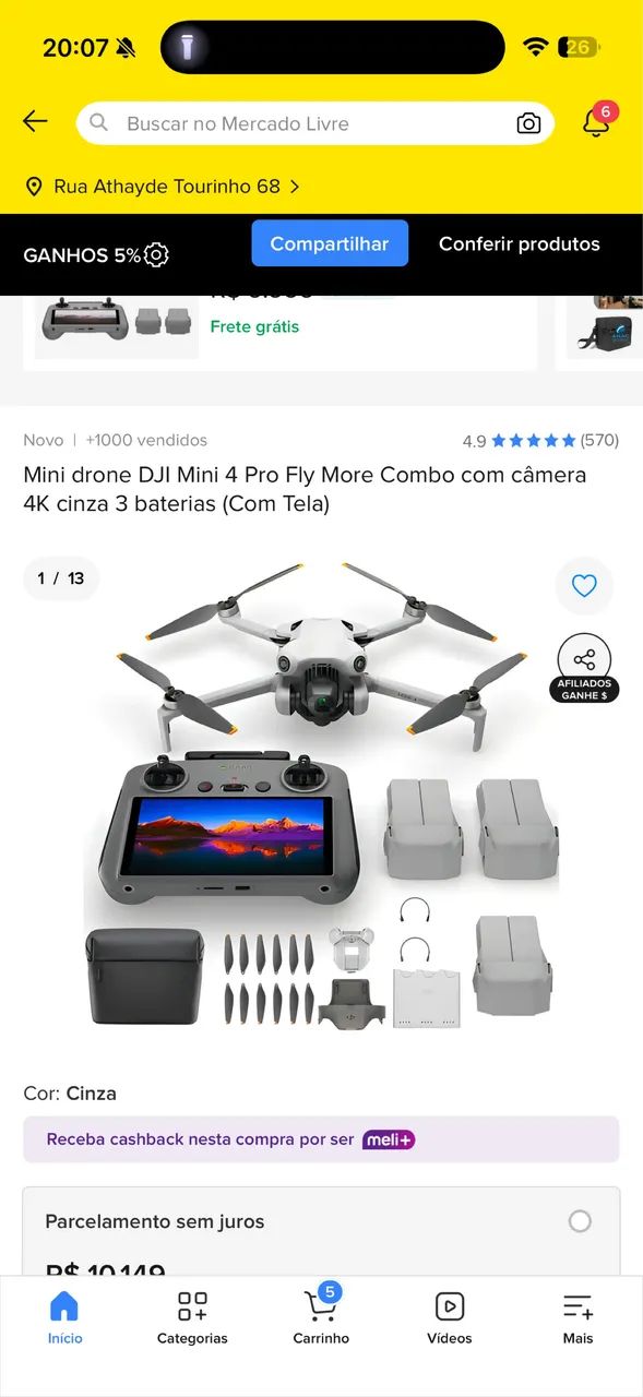 Mini drone Dji 4 com acessórios e tela. - Foto 2