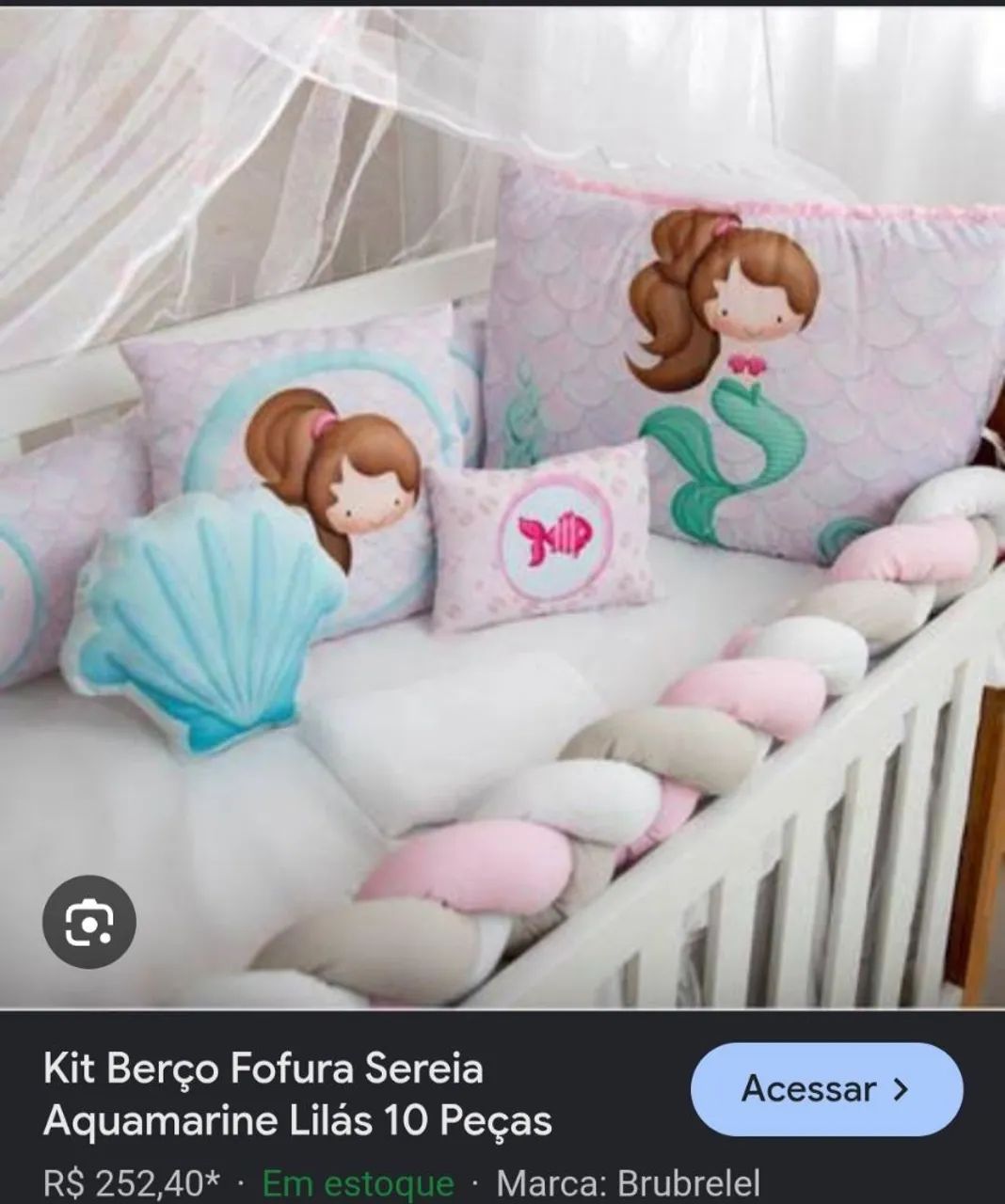 Kit berço semi novo sereia