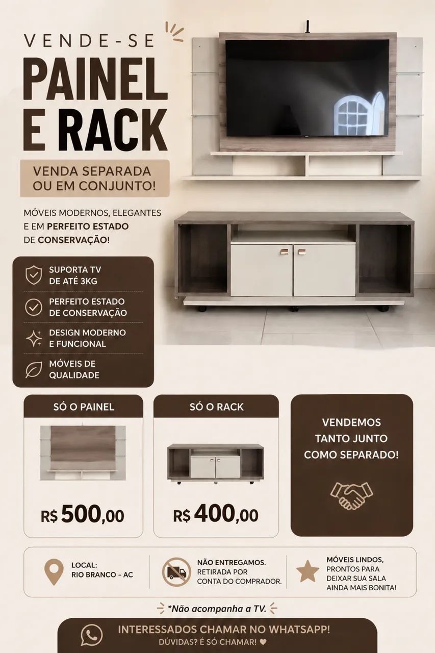 Vendo Móveis Seminovos - Painel de Tv e Hack 