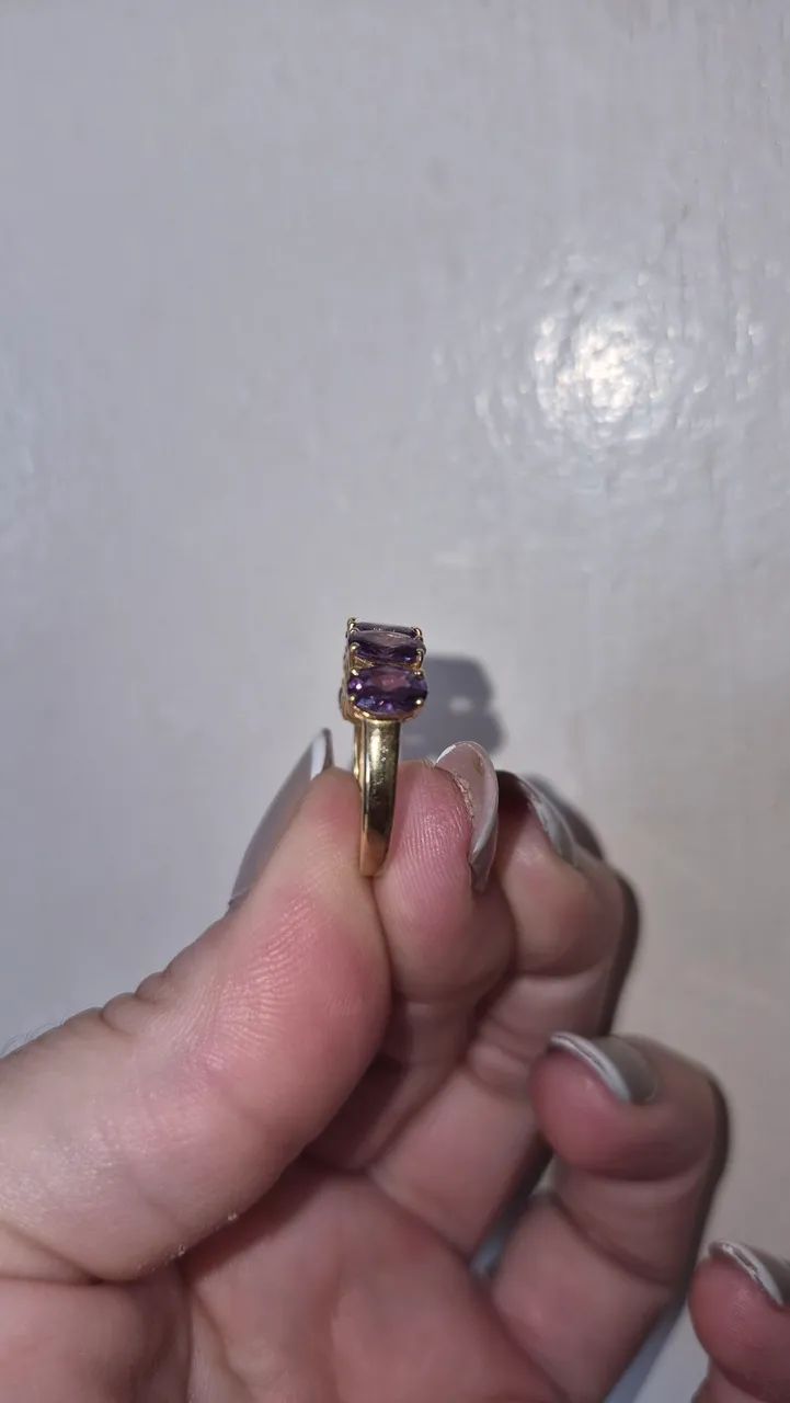 Meia aliança em ouro e pedras - Foto 3