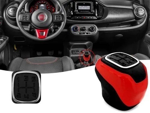 Manopla Câmbio Vermelho Preto Fiat Palio Mobi Uno
