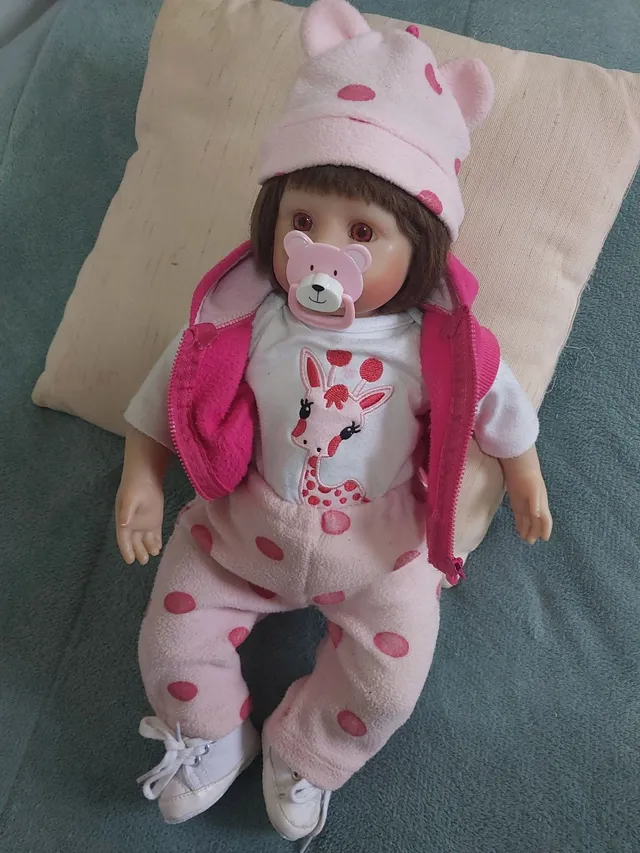 Bebê Boneca Reborn Realista Corpo Todo Silicone Pode Molhar Menina Maria 55  cm