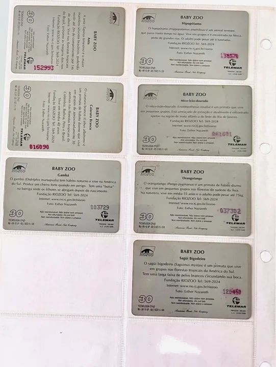 Kit Com 7 Cartões Telefônicos Baby Zoo  - Foto 2