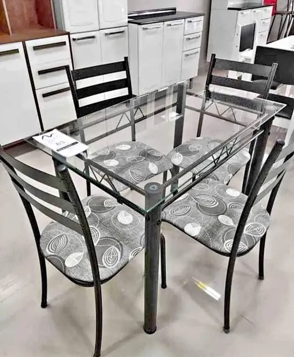 Mesa 4 cadeiras 100x60 tampo de vidro Ipanema - ENTREGA HOJE !!!