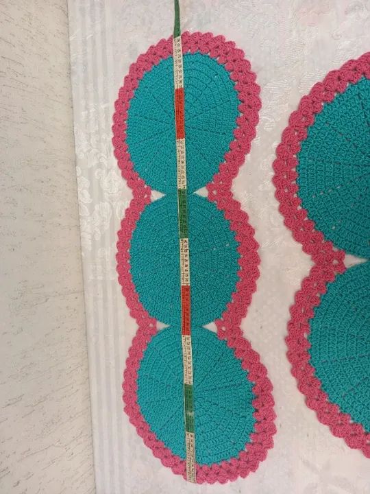 Kit crochê 2 peças - azul/rosa -  1pç 35cm larg. x 92cm comp. + 1pç 35cm larg. x 55cm comp - Foto 6