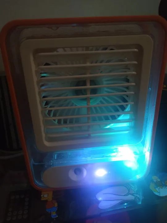 Mini ventilador climatizador portátil umidificador ar refrigerado USB cor laranja - Foto 6