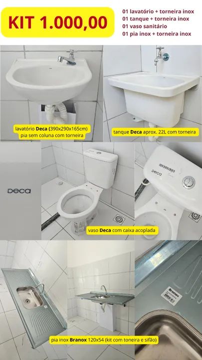 Tanque Deca - kit com torneira inox e sifão - Foto 4