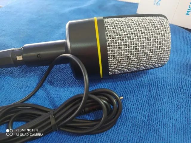 Microfone condensador redução de ruído com suporte para mesa + cabo de 1.8m - Foto 4
