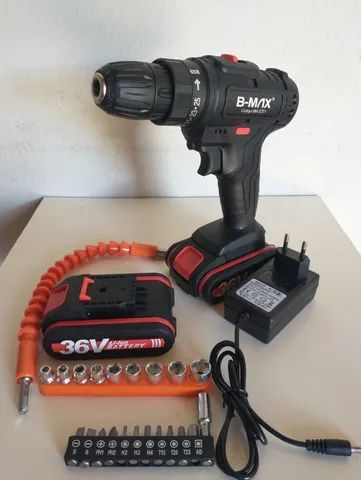 Furadeira Parafusadeira Sem Fio Bivolt 36v 2 Bateria 340w 1550rpm - Foto 3