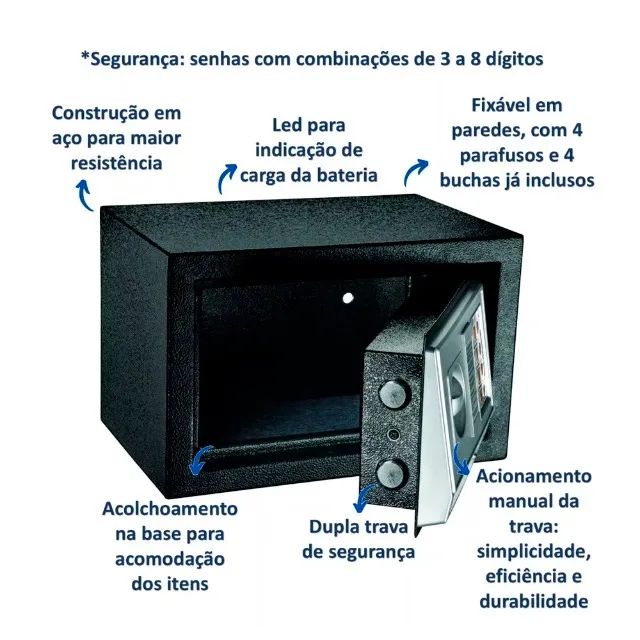 Cofre Digital Com Senha 31x20x20 Bem Grande Super Resistente - Foto 3