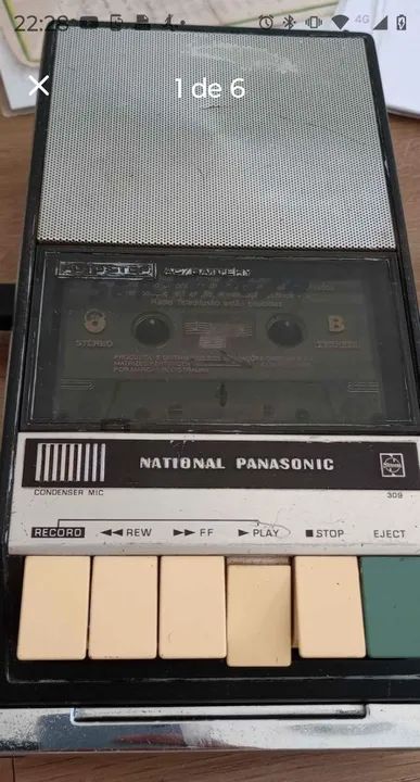 Gravador K7 National Panasonic 1976 + Fita K-7 - Foto 3