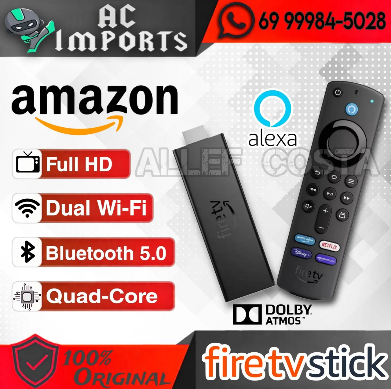 Fire TV Stick - Full HD - Dual Wi-Fi - Bluetooth 5.0 - Quad-Core