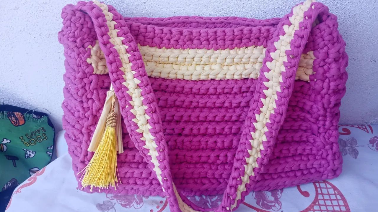 Bolsa de Ombro Crochê Vermelha - Foto 4