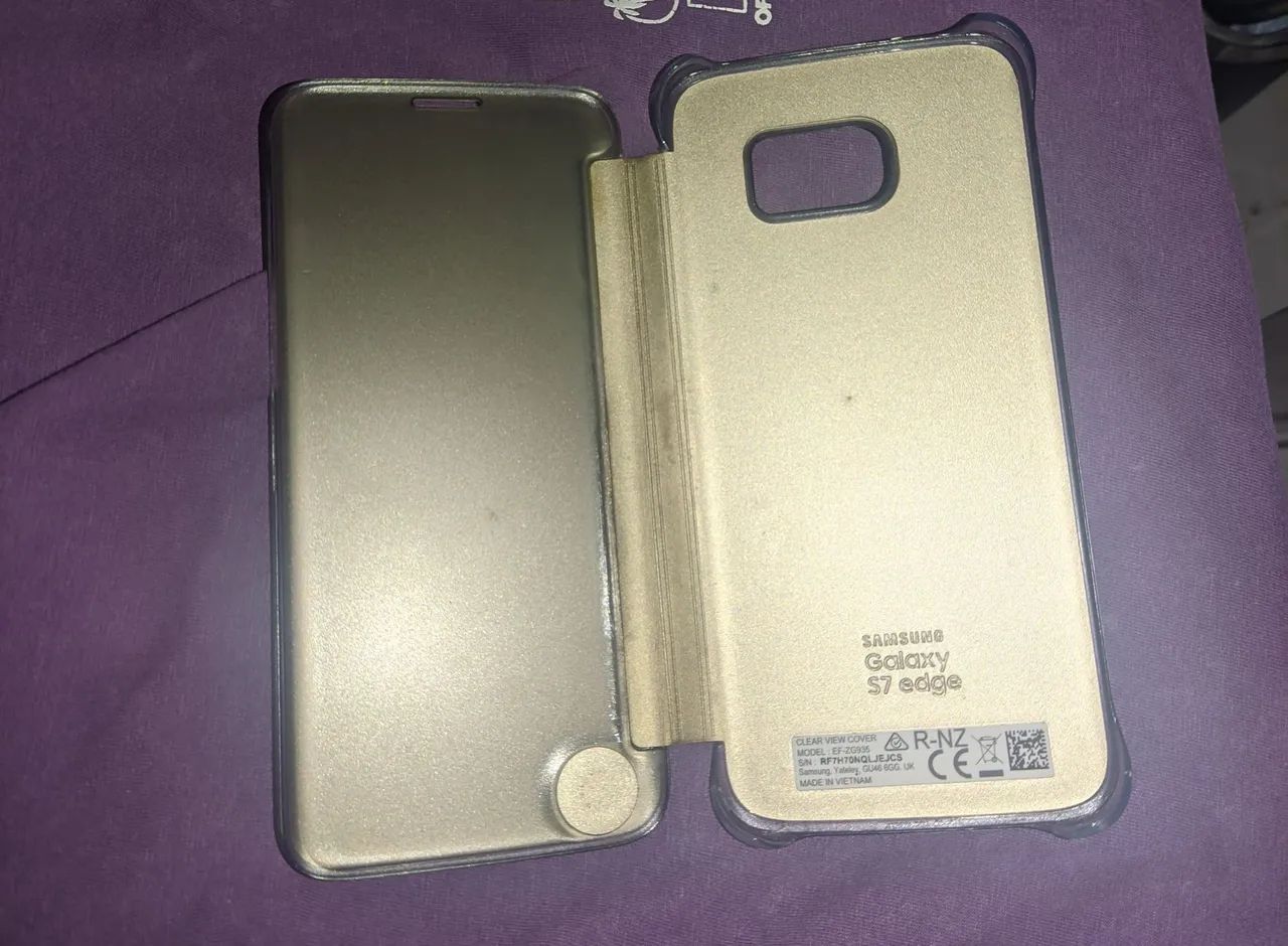 Capinha para Samsung Galaxy S7 edge Dourada clear view cover - Foto 6