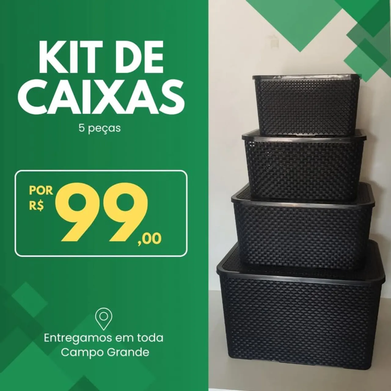 Kit de Caixas Organizadoras 5 Peças - R$ 99,00
