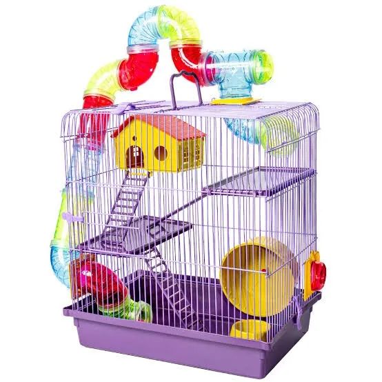 Gaiola hamster tubo super luxo 3 andares 