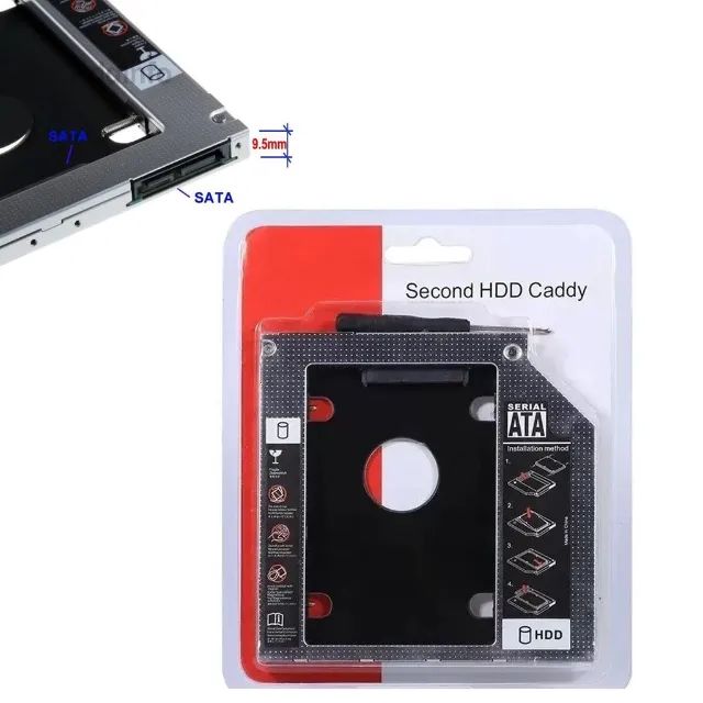 Adaptador Caddy Dvd 9.5 mm para 2° Hd ou Ssd Sata para Notebooks