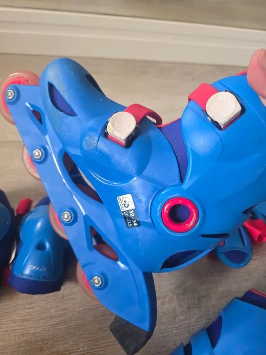 Kit Patins Infantil com Proteções oxelo play 3 tam 32-34 - Foto 3