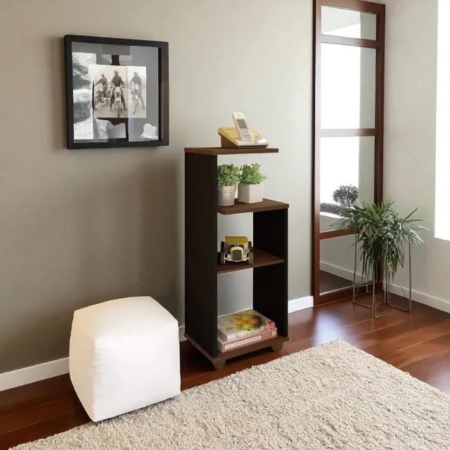 mesa de apoio bis cor imbuia preto em estoque 