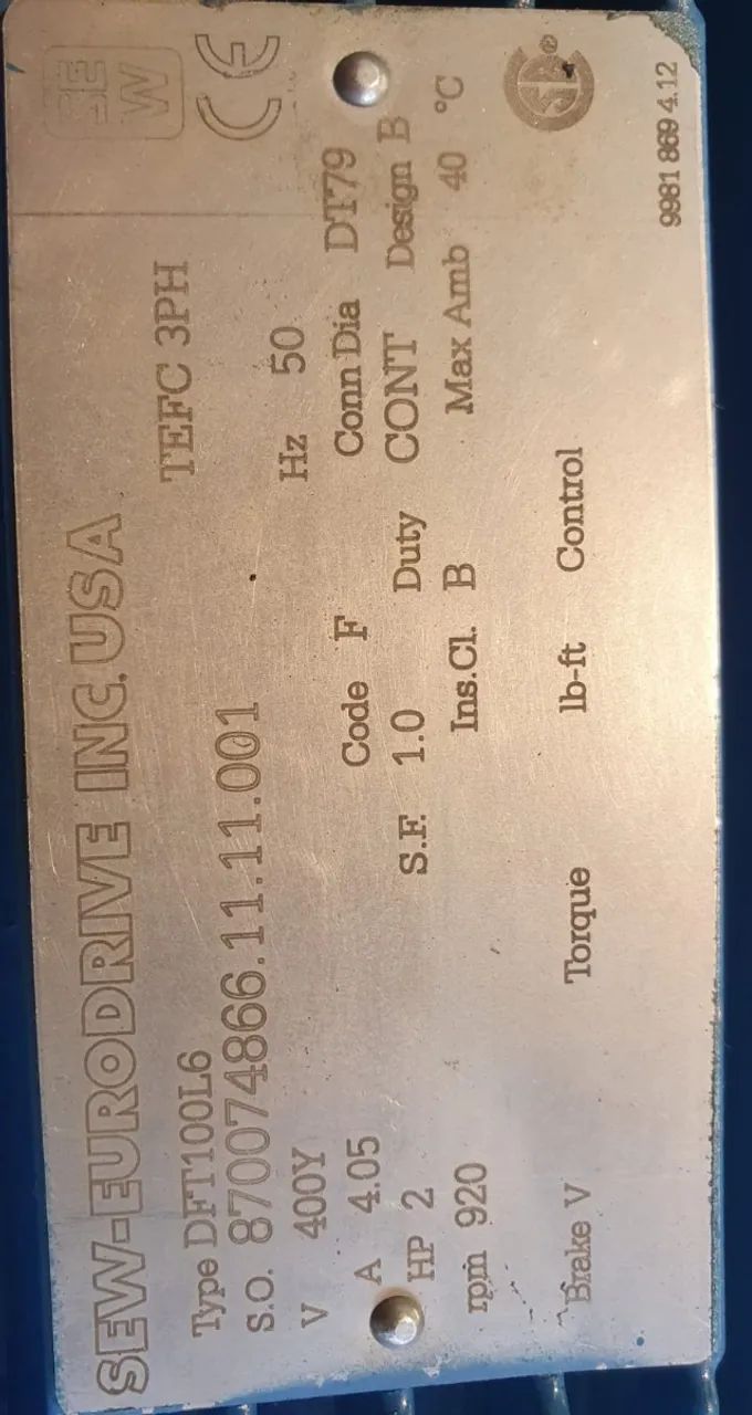 Motoredutor Sew-eurodrive- Redução 1:113,56 - 2cv -dft100l6 - Foto 2