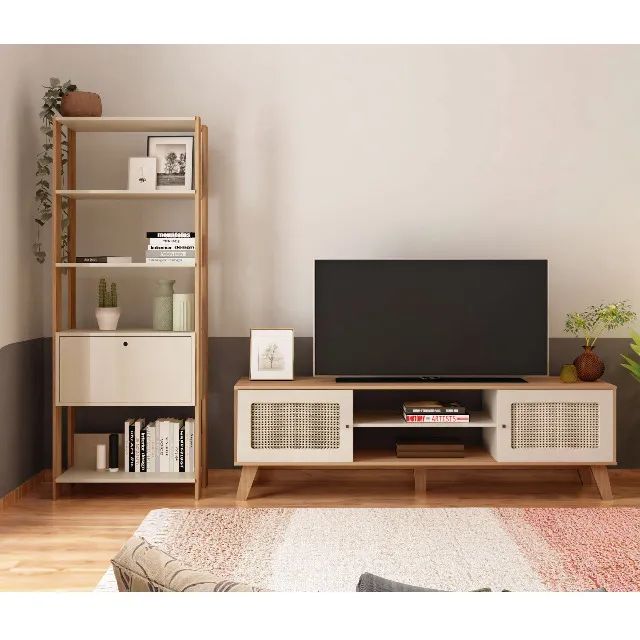 Conjunto Estante Livros + Rack para TV até 75" 180m | Fazemos Entrega