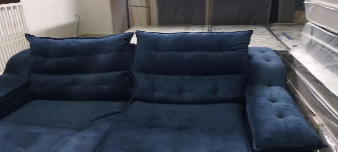 Sofá de canto azul confortável - Foto 5