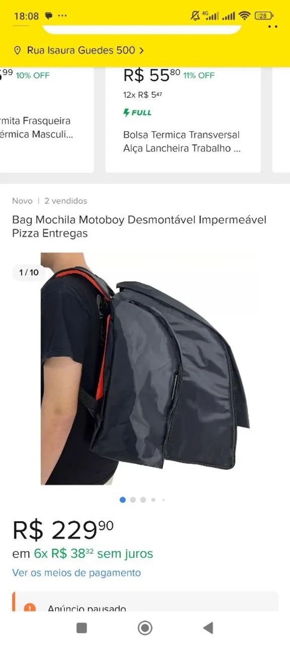Mochila Motoboy para Entrega de Pizza - Desmontável e Impermeável - Foto 5