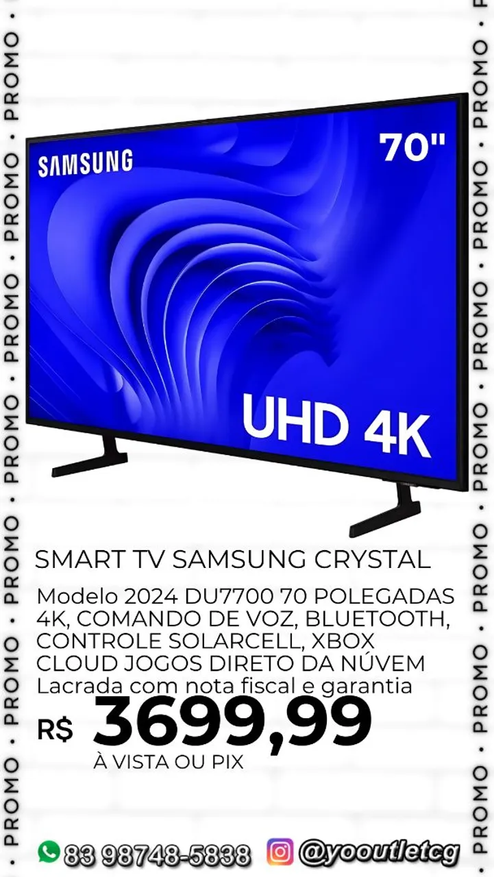 Smart TV Samsung Crystal 70" 4K - Oferta Imperdível!