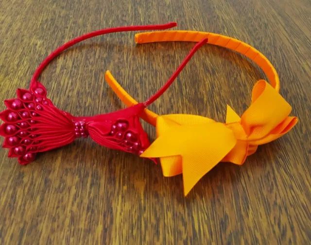 Conjunto De Tiaras Vermelho E Laranja