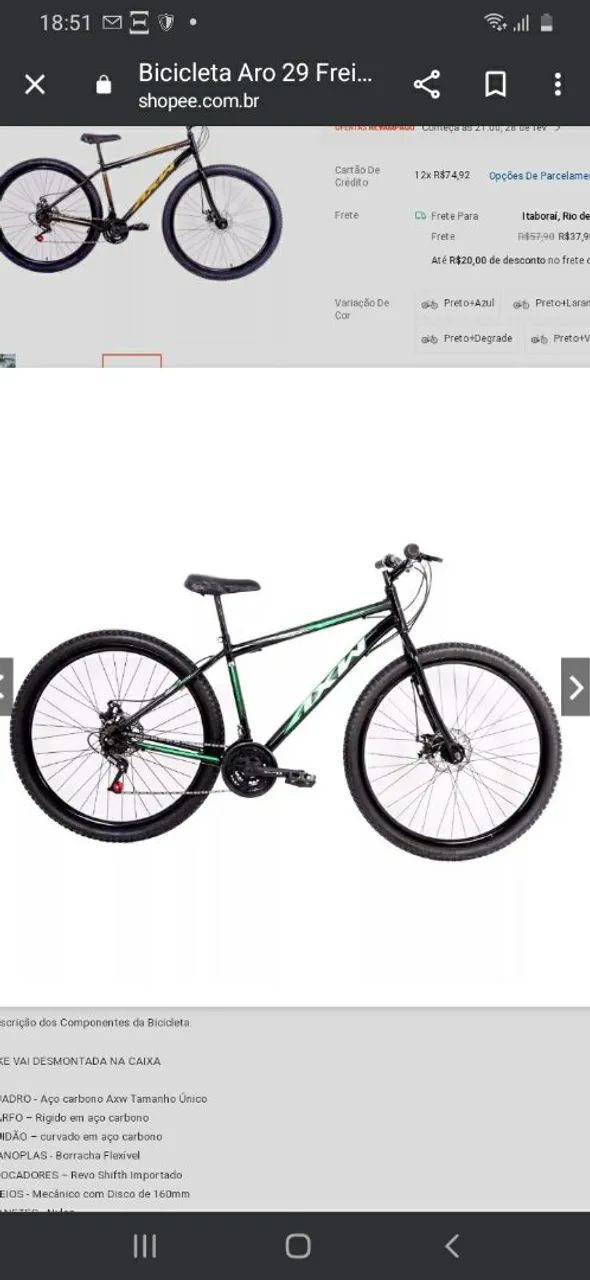 VENDO UMA LINDA BICICLETA ARO 29 E FREIO A DISCO. 