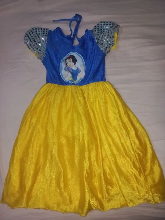 Vestido Fantasia Branca de Neve Infantil Fantasia de Carnaval