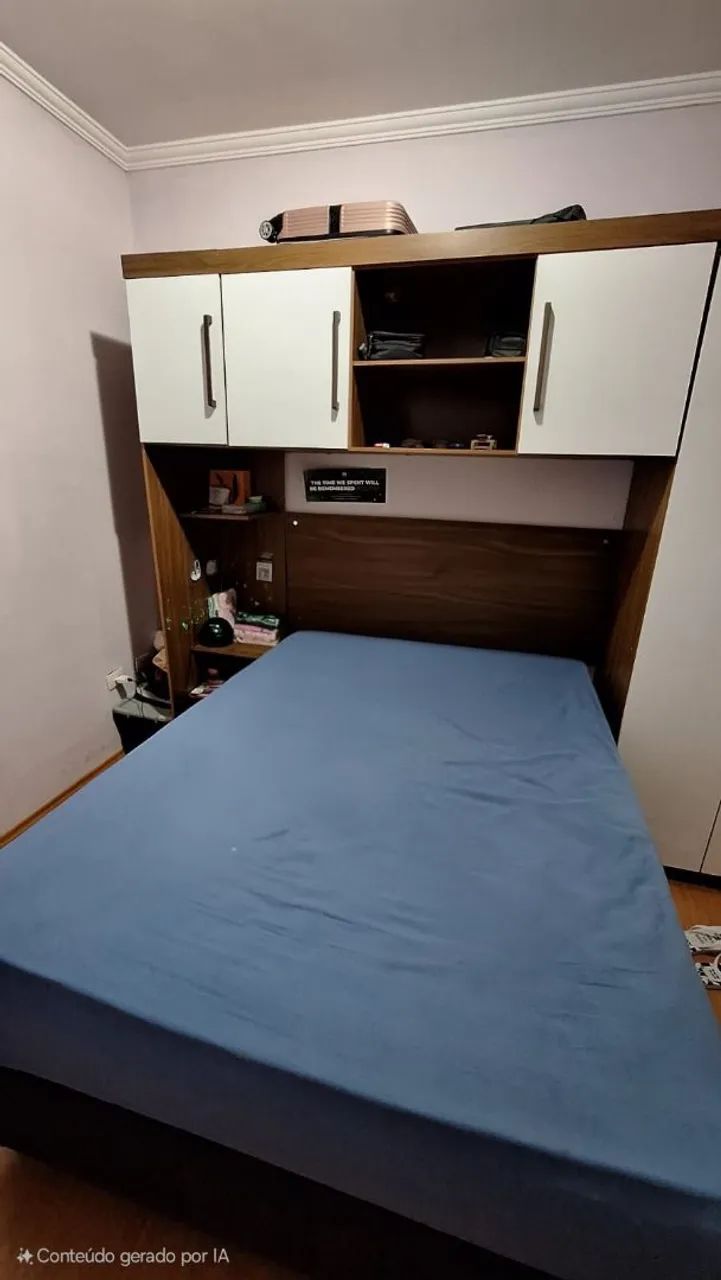 Guarda-roupa completo armários superiores e cabeceira