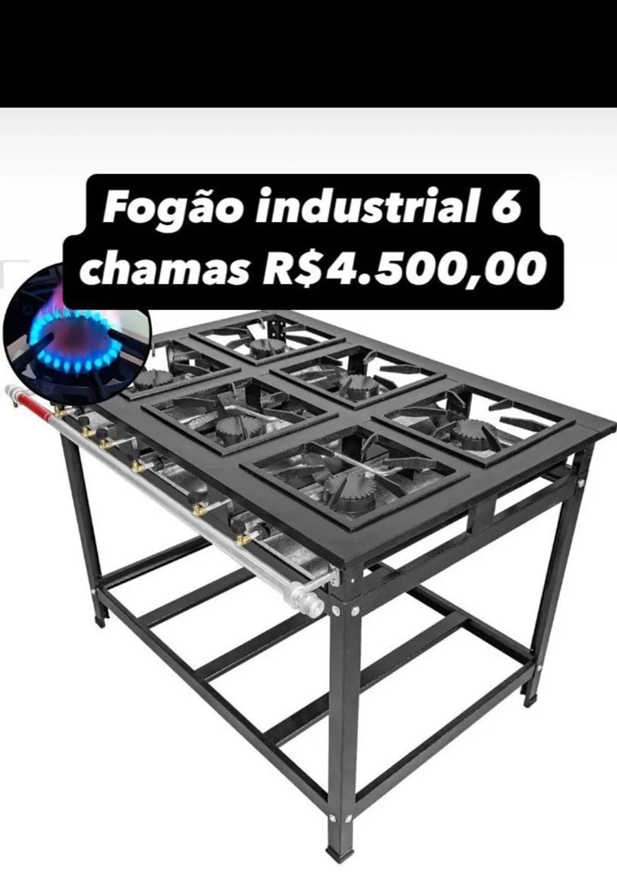 Fogão Industrial 6 Chamas - R$4.500,00