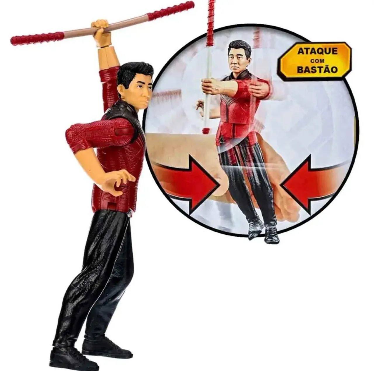 Boneco Shang Chi ataque com bastão Hasbro. - Foto 2