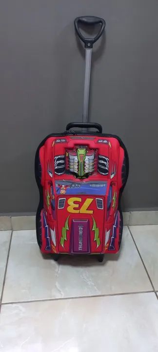 Mochila escolar carros 73 com rodinhas