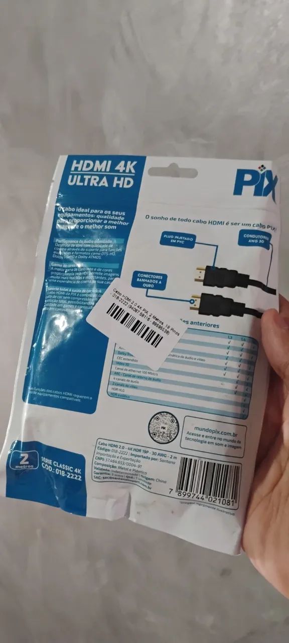 Cabo HDMI PIX - 02 metros -  2.0 -  4K - NOVO - Foto 3