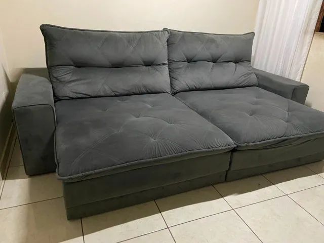 Sofá retrátil Suede aveludado