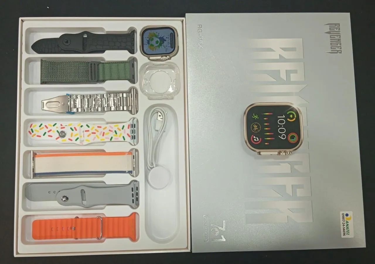 Kit smartwatch com 7 pulseiras
