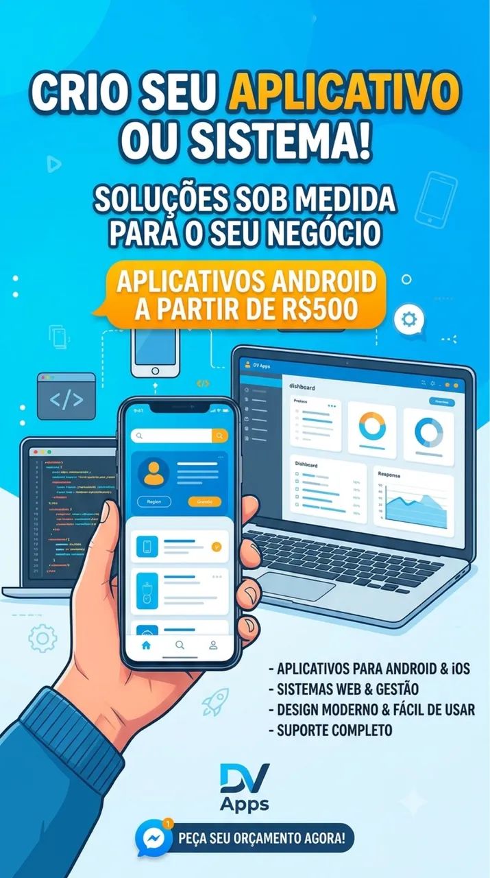 Faço seu app a partir de R$500,00