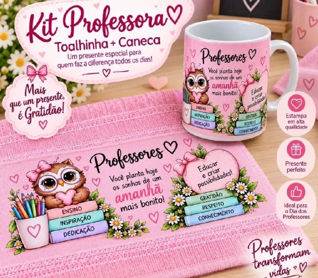 Canecas personalizadas com toalhinha 