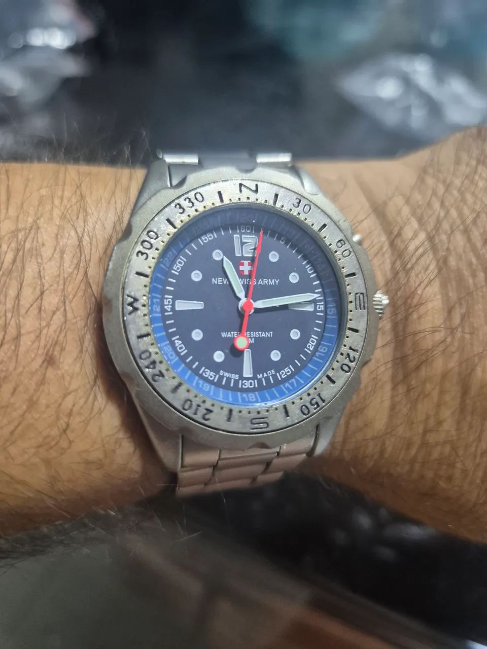 Relógio NEW SWISS ARMY  AZUL   -   BEM CONSERVADO - Foto 3