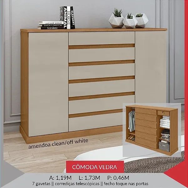 Cômoda Vedra 1,73m - Promoção 