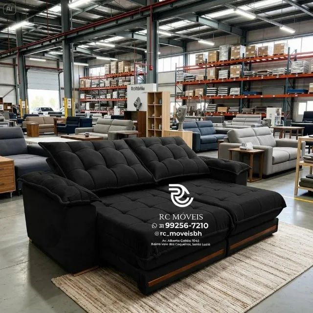 Sofá Barcelona Retrátil Suede Avelã Molas Individuais Luxo