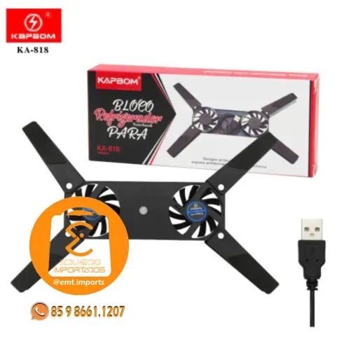 Suporte Notebook Base Com 2 Cooler de Ventilação KA-818