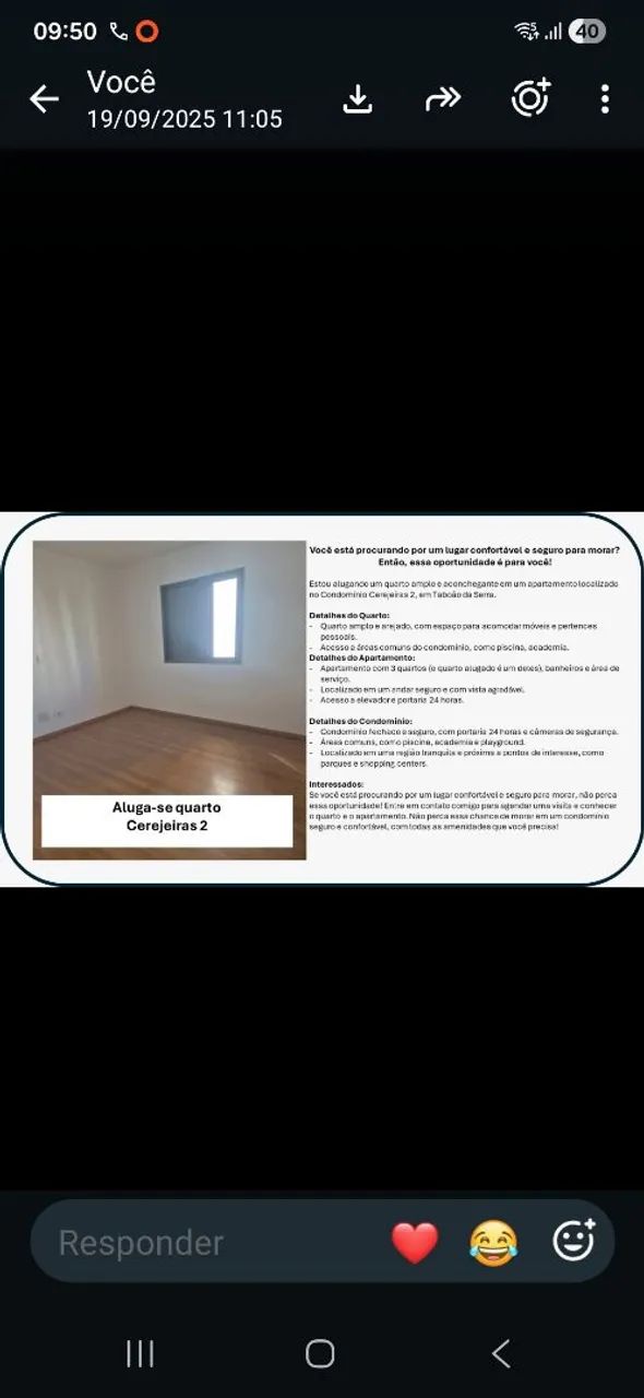 Quarto em condomínio 