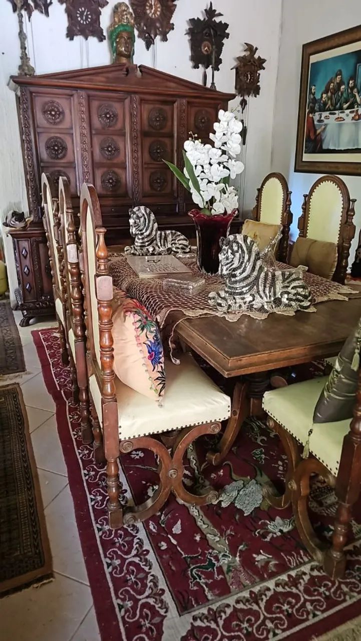 Mesa com 7 cadeiras madeira de lei - Foto 2