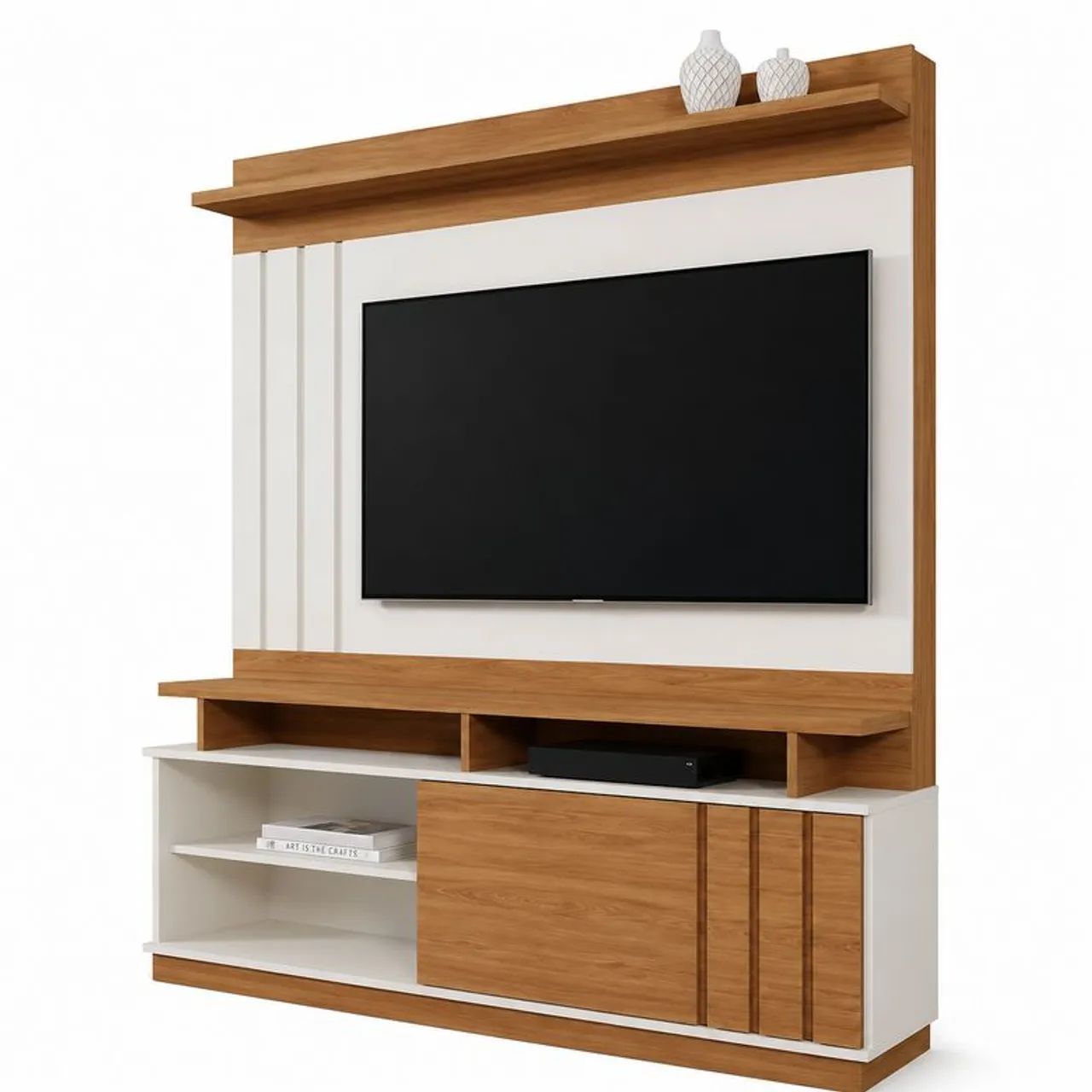 Esrante Home Para Tv até 55 Polegadas Goiás MDP e MDF Off White/Canela Mobler - Foto 2