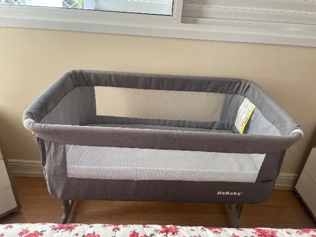 Berço Portátil  Moisés Co-bed Acopla na Cama Cinza Kababy