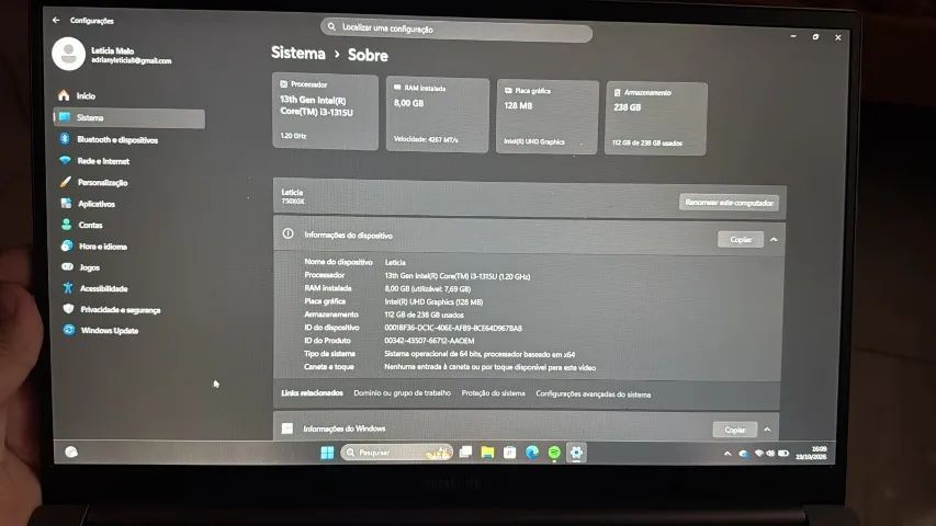 NOTEBOOK SANSUMG CORE i3 13 GERAÇÃO 